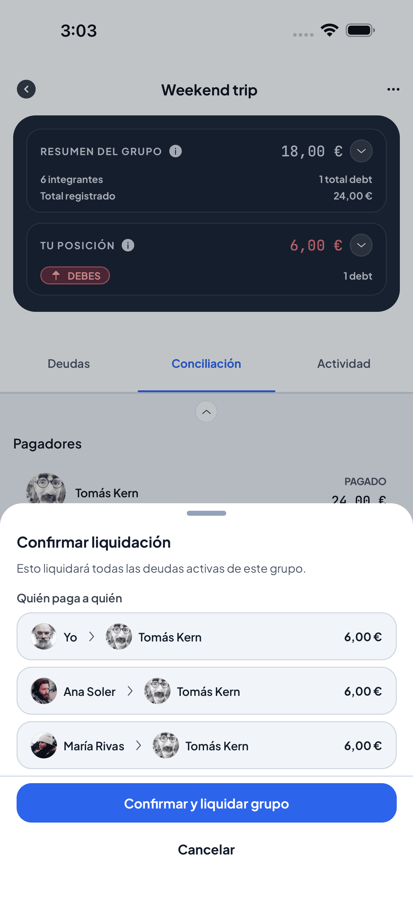 confirmación de simplificación de deuda