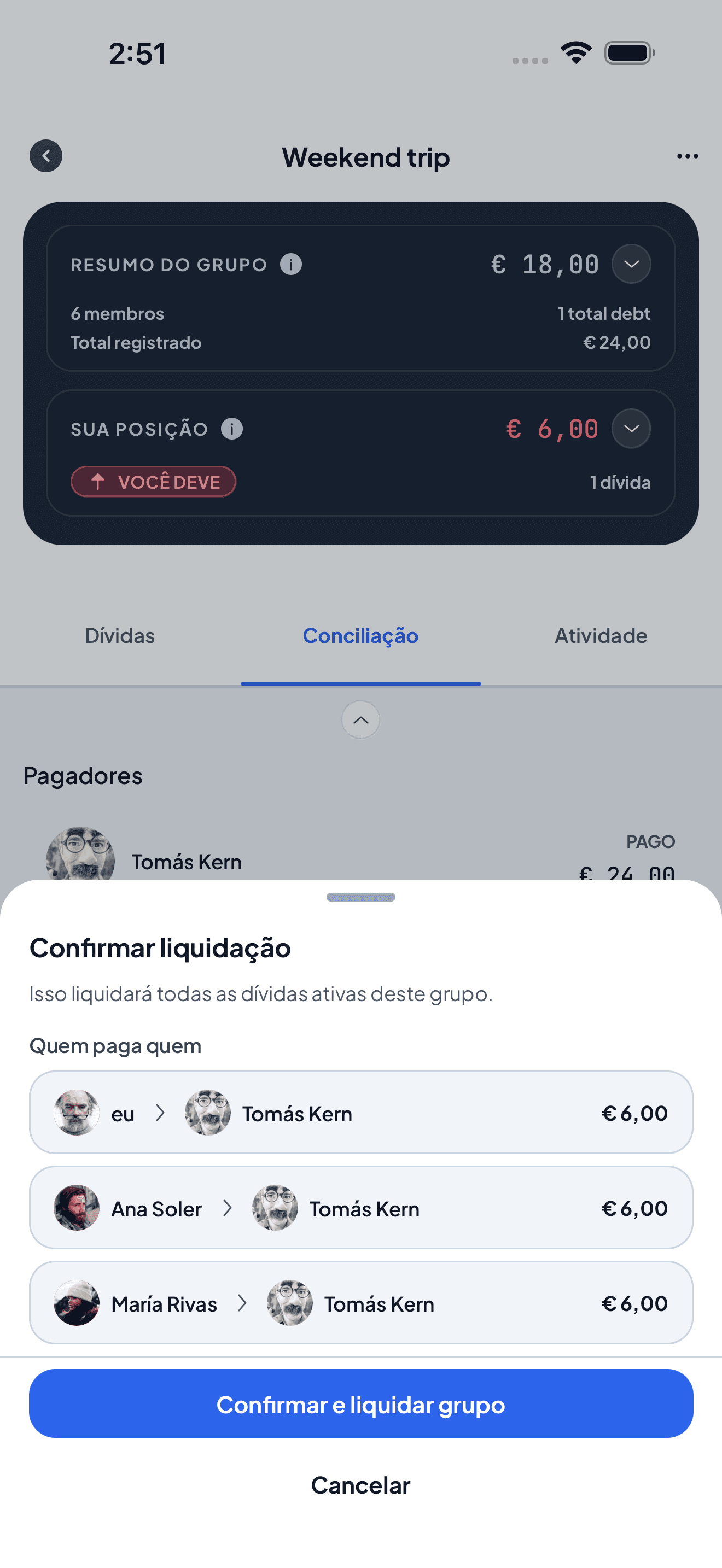 confirmação de simplificação da dívida